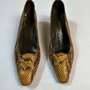 Vintage Margaret Jerrold Orange kitten heels Snakeskin n